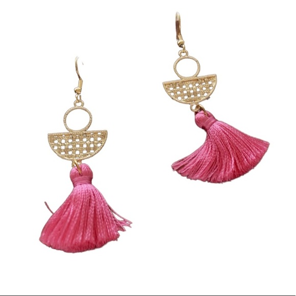 Earrings dangle gold and pink - Picture 1 of 4